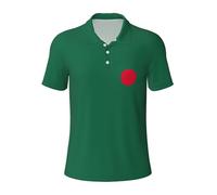 QPIPGER Flag of Bangladesh Print Men's Funny Golf Shirts Stretch Casual Mens Polo Shirts Short Sleeve Fashion Shirt for Men Black