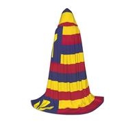 QPIPGER Flag of the Kingdom of Hawaii Print Halloween Costume Hooded Cloak Cape for Men Women Party Cosplay Wizard Witch Viking Robe S