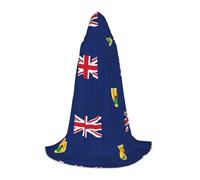 QPIPGER Flag of the Turks and Caicos Islands Print Halloween Costume Hooded Cloak Cape for Men Women Party Cosplay Wizard Witch Viking Robe L