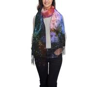QPIPGER Galaxy in The Universe Prined Winter Warm Fleece-Like Tassel Scarf for Women & Men, Horizontal Scarf Shawl Soft Cozy Scarf