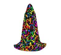 QPIPGER Gay Pride Rainbow Print Halloween Costume Hooded Cloak Cape for Men Women Party Cosplay Wizard Witch Viking Robe L