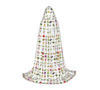 QPIPGER Introduction of various vegetables Print Halloween Costume Hooded Cloak Cape for Men Women Party Cosplay Wizard Witch Viking Robe M