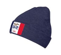 QPIPGER Iowa State Flag Print Beanie Men Slouchy Knit Skull Cap Warm Guys Women Striped Winter Beanie Hat Cuffed Plain Hat Navy Blue