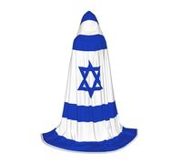 QPIPGER Israeli flag Print Halloween Costume Hooded Cloak Cape for Men Women Party Cosplay Wizard Witch Viking Robe M