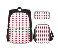 QPIPGER Japanese Flag Print Casual Backpack Combo with Thermal Lunch Box & Pencil Pouch Set, 3 in 1 Oxford Bag
