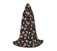 QPIPGER Merry Christmas Happy Print Halloween Costume Hooded Cloak Cape for Men Women Party Cosplay Wizard Witch Viking Robe L
