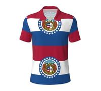 QPIPGER Missouri State Flag Print Men's Funny Golf Shirts Stretch Casual Mens Polo Shirts Short Sleeve Fashion Shirt for Men Black