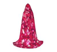 QPIPGER Valentine's Day Love Heart Print Halloween Costume Hooded Cloak Cape for Men Women Party Cosplay Wizard Witch Viking Robe L