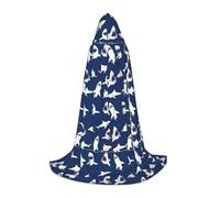 QPIPGER Various Sea Fish Print Halloween Costume Hooded Cloak Cape for Men Women Party Cosplay Wizard Witch Viking Robe S