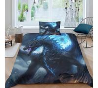 QPIRINMEX 3D Flying Dragon Duvet Cover Bedding Set Soft Microfiber Duvet Set 3D Bedding with Zipper Closure for Kids Teens Adults 3PCs Single（135x200cm）