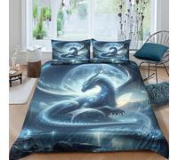 QPIRINMEX 3D Printed Flying Dragon Duvet Cover Set with Pillow Cases Quilt Cover Bedding Set,with Zipper Closure,3pcs,for Childrens And Adults Double（200x200cm）