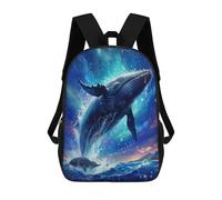QPIRINMEX Children's Backpack Art Whale Motif Schoolbag Large Capacity Students Bookbag Pattern Rucksack Knapsack for Boys Girls Teen 6-16 Years Old