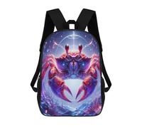 QPIRINMEX Children's Backpack Crab Motif Schoolbag Large Capacity Students Bookbag Pattern Rucksack Knapsack for Boys Girls Teen 6-16 Years Old