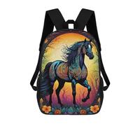 QPIRINMEX Children's Backpack Horse Motif Schoolbag Large Capacity Students Bookbag Animal Pattern Rucksack Knapsack for Boys Girls Teen 6-16 Years Old