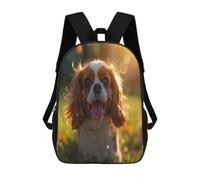 QPIRINMEX Children's Backpack King Charles Spaniel Motif Schoolbag Large Capacity Students Bookbag Pattern Rucksack Knapsack for Boys Girls Teen 6-16 Years Old