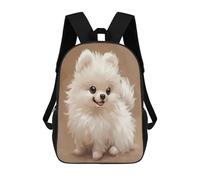 QPIRINMEX Children's Backpack Pomeranians Dog Motif Schoolbag Large Capacity Students Bookbag Pattern Rucksack Knapsack for Boys Girls Teen 6-16 Years Old