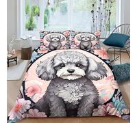 QPIRINMEX Cockapoo Dog Duvet Cover Set 3 Pieces Microfiber Bedding Set,3D Printed Quilt Cover with Pillowcase,Bed Set All Season Decor for Kids Adults Comforter Cover