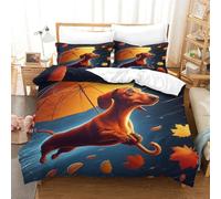 QPIRINMEX Dachshund 3d Print Duvet Cover Bedding Set Kids Teens Comforter Cover Set Soft Microfiber Cute Dog Quilt Cover with Zipper Closurewith with Pillwocase Single（140x200cm）