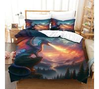 QPIRINMEX Fire Dragon Quilt Cover 3D Printed Duvet Cover Bedding Comforter Cover Set with Zipper Soft Microfiber for Kids Youth 3 Piece Set Winter Soft And Comfortable Room Decor