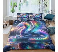QPIRINMEX Flying Dragon 3D Duvet Cover Sets, Quilt Cover Microfiber Bedding with Zipper Closure Winter Soft Comforter Cover Apply to Kids Youth 3 Piece Set Comfortable Room Decor Double（200x200cm）