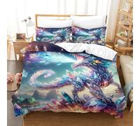 QPIRINMEX Flying Dragon 3D Duvet Cover Sets, Quilt Cover Microfiber Bedding with Zipper Closure Winter Soft Comforter Cover Apply to Kids Youth 3 Piece Set Comfortable Room Decor King(220x240cm)