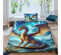 QPIRINMEX Flying Dragon 3d Print Duvet Cover Bedding Set Kids Teens Comforter Cover Set Soft Microfiber Quilt Cover with Zipper Closurewith with Pillwocase Single（135x200cm）