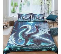 QPIRINMEX Flying Dragon 3d Print Duvet Cover Bedding Set Kids Teens Comforter Cover Set Soft Microfiber Quilt Cover with Zipper Closurewith with Pillwocase Double（200x200cm）