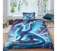 QPIRINMEX Flying Dragon 3D Print Quilt Cover Duvet Cover Set Single Print Duvet Bedding Set Bedding Set Soft Lightweight Microfiber Quilt Cover with Zipper Closure Single（135x200cm）