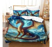 QPIRINMEX Flying Dragon 3D Print Quilt Cover Duvet Cover Set Single Print Duvet Bedding Set Bedding Set Soft Lightweight Microfiber Quilt Cover with Zipper Closure Super King（260x220cm）