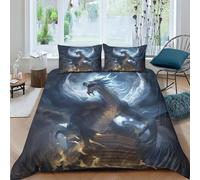 QPIRINMEX Flying Dragon 3D Printed Duvet Cover -Cool Animals Soft Bedding Duvet Cover Set with 2 Matching Pillowcase Double（200x200cm）