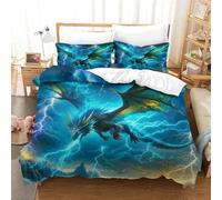 QPIRINMEX Flying Dragon 3D Printed Duvet Cover Set Brushed Microfiber Soft Quilt Covers Suitable for Boys Girls Teen Adults Easy Care Hotel Quality Bedding Sets with Pillowcase