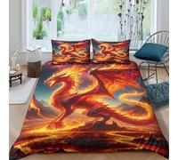 QPIRINMEX Flying Dragon 3D Printed Duvet Cover Set Brushed Microfiber Soft Quilt Covers Suitable for Boys Girls Teen Adults Easy Care Hotel Quality Bedding Sets with Pillowcase