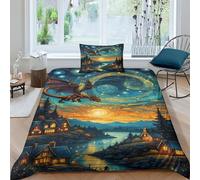 QPIRINMEX Flying Dragon 3D Printed Duvet Cover Set Brushed Microfiber Soft Quilt Covers Suitable for Boys Girls Teen Adults Easy Care Hotel Quality Bedding Sets with Pillowcase