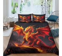 QPIRINMEX Flying Dragon 3D Printed Duvet Cover Set Movement Bedding Set Microfiber Quilt Cover Double（200x200cm） with Zipper Closure And 2 Pillowcases 50x75cm