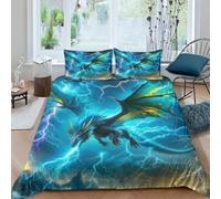 QPIRINMEX Flying Dragon 3D Printed Duvet Cover Set Movement Bedding Set Microfiber Quilt Cover Double（200x200cm） with Zipper Closure And 2 Pillowcases 50x75cm