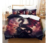 QPIRINMEX Flying Dragon Bed Duvet Set 3D Printed Cool Animals Pattern Duvet Cover Set Bedspread, for Kids Girls Boys Adults Bedroom King（220x240cm）