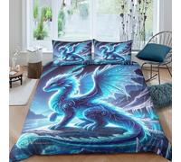 QPIRINMEX Flying Dragon Bed Duvet Set 3D Printed Pattern Duvet Cover Set Bedspread, for Kids Girls Boys Adults Bedroom Double（200x200cm）
