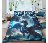 QPIRINMEX Flying Dragon Bedding Duvet Cover Set Soft Microfiber Kids Boys Girls Aldult Bedding Set 3d Printe Quilt Cover Set with Zipper Closure with Pillwocase Double（200x200cm）