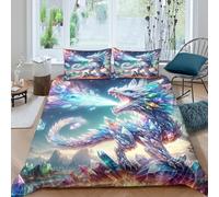 QPIRINMEX Flying Dragon Bedding Duvet Cover with Zipper Closure Soft Microfiber Quilt Cover Boys And Girls Double（200x200cm）