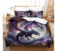 QPIRINMEX Flying Dragon Bedding Set Duvet Cover Soft Microfiber Pillowcase Quilt Cover with 3DPrinted With Zipper Closure ，Cool Animals Design for Kids Teenagers Adult King（220x240cm）