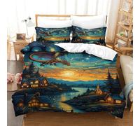 QPIRINMEX Flying Dragon Duvet Cover, 3D Print Quilt Cover Bedding Duvet Set with Pillowcases Soft Microfiber Easy Care Quilt Cover for Boys Girls Kids Bedroom King（220x240cm）