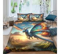 QPIRINMEX Flying Dragon Duvet Cover, 3D Print Quilt Cover Bedding Duvet Set with Pillowcases Soft Microfiber Easy Care Quilt Cover for Boys Girls Kids Bedroom Double（200x200cm）