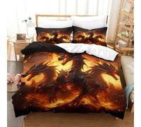QPIRINMEX Flying Dragon Duvet Cover 3D Quilt Cover Bedding Comforter Cover with Zipper Closure Soft Fiber Apply to Kids Youth Room Decor 3 Piece Set Soft And Comfortable Single（140x200cm）