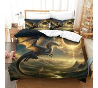 QPIRINMEX Flying Dragon Duvet Cover 3D Quilt Cover Bedding Comforter Cover with Zipper Closure Soft Fiber Apply to Kids Youth Room Decor 3 Piece Set Soft And Comfortable King（220x240cm）