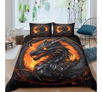 QPIRINMEX Flying Dragon Duvet Cover Microfiber Bedding Set, 3D Print Quilt Cover With Pillowcases, 3 Pieces With Zipper Closure, Winter Soft Comforter Cover Double(200x200cm)