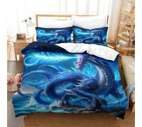QPIRINMEX Flying Dragon Duvet Cover Set, 3 Piece 3D Print Bedding Set Print Duvet Set Quilt Cover with Pillowcases, Suitable for Boys Girls Teen Adults Super King（260x220cm）