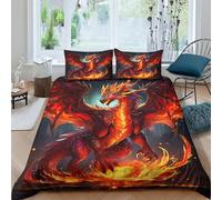 QPIRINMEX Flying Dragon Duvet Cover Set, 3 Piece 3D Print Bedding Set Print Duvet Set Quilt Cover with Pillowcases, Suitable for Boys Girls Teen Adults Double（200x200cm）
