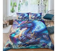 QPIRINMEX Flying Dragon Duvet Cover Set 3D Printed Bedding Quilt Cover Set 3 Pieces Soft Microfiber Bedding Quilt Cover with Zipper Closure for Teens And Adults Double（200x200cm）