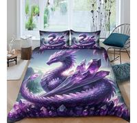 QPIRINMEX Flying Dragon Duvet Cover Set 3D Quilt Cover Decorative Microfiber Comforter Cover Set with Pillow Shams, Zipper, Soft Lightweight 3 Pieces Double（200x200cm）