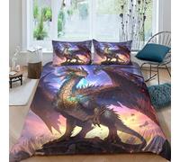 QPIRINMEX Flying Dragon Duvet Cover Set Bedding Quilt Cover Cool Animals Set with Shames Soft Microfiber Xmas Bedding Sets with Zipper 3PCs Boys And Girls Double（200x200cm）